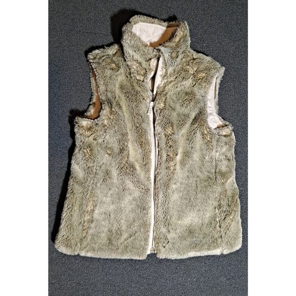 Reverable Gap Vest Womens Lg  And Faux Fur - Picture 2 of 3